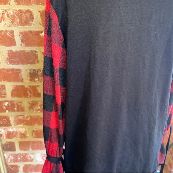 143 story black red check boutique sleeve long M - Picture 8 of 15